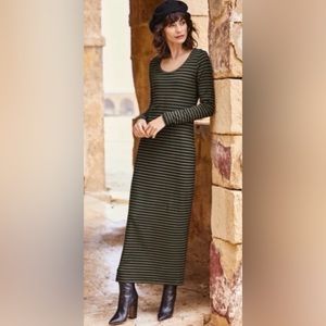 Peruvian Connection Olive Colored Maxi Dress (Size XS)